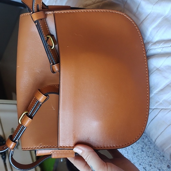 Tory Burch Leather Saddle Bag Camello - Picture 2 of 8